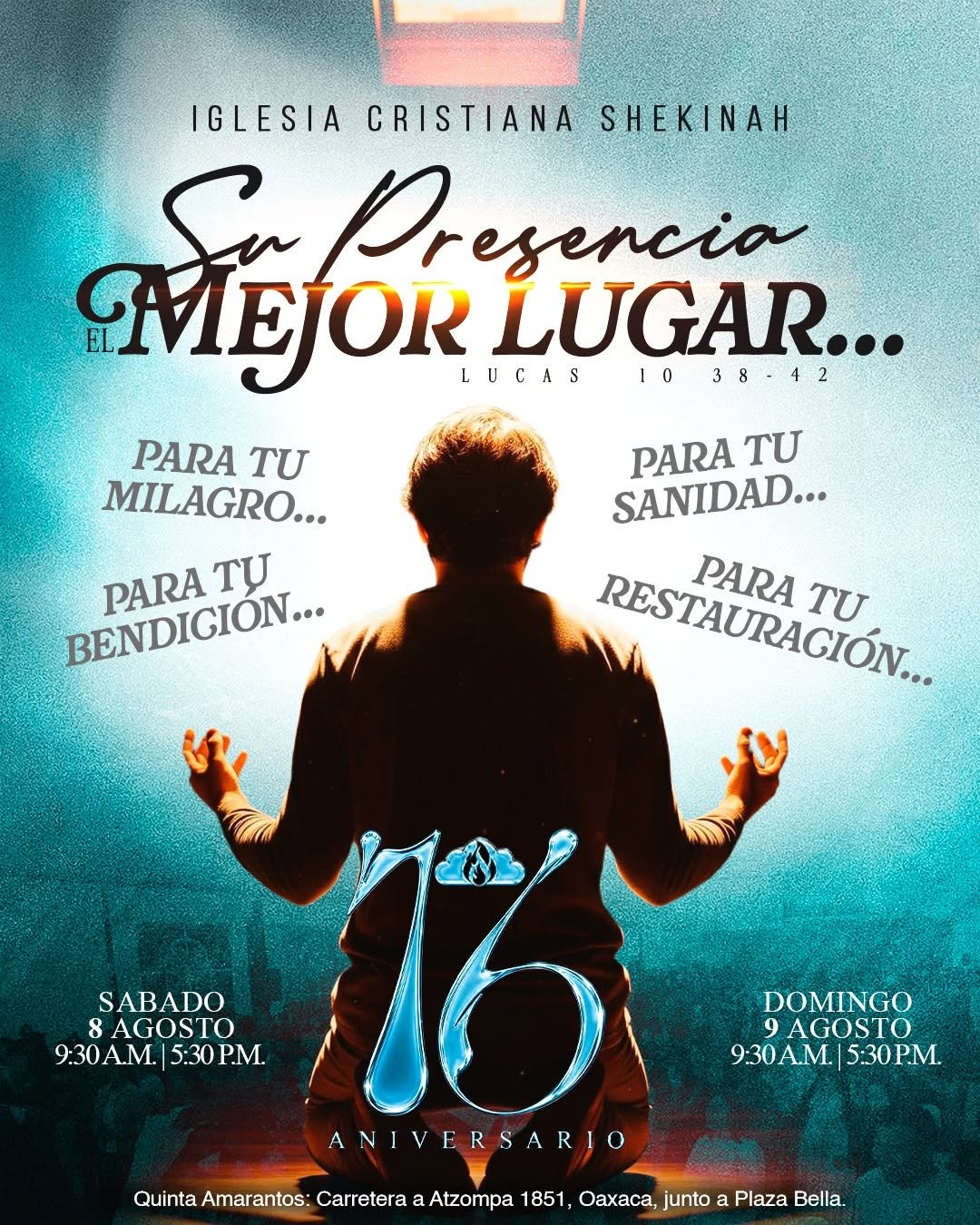 Invitación al 16 aniversario de Iglesia Shekinah